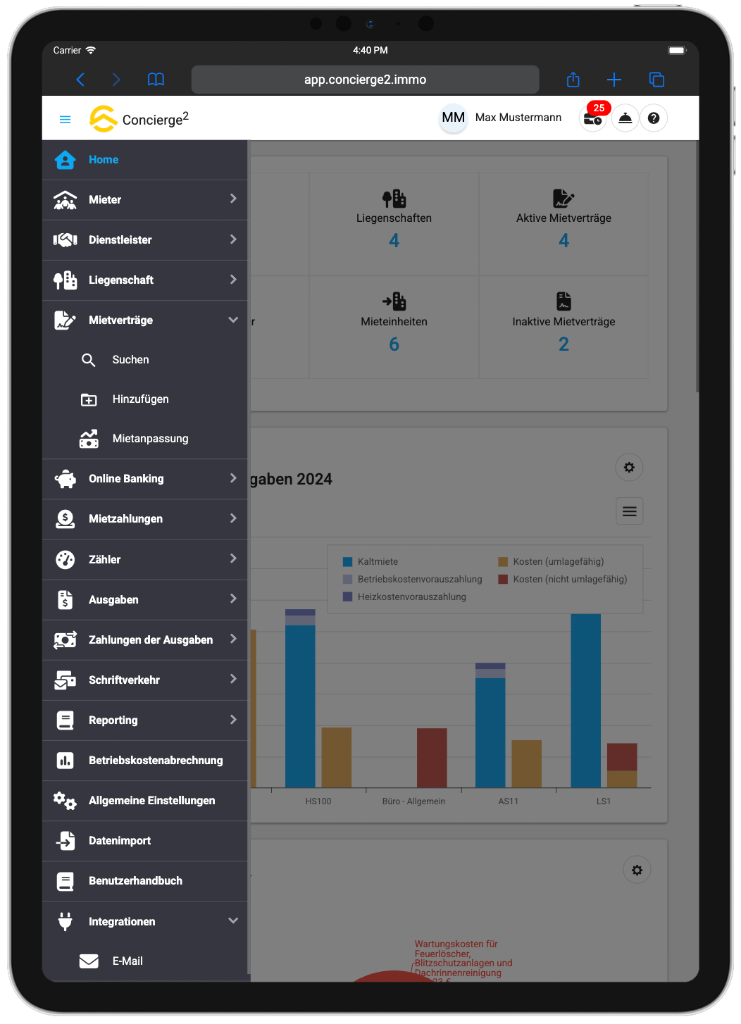 Concierge2 Features für private Vermieter – Hausverwaltung Software